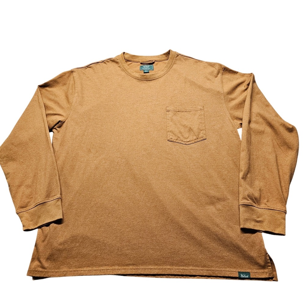 Woolrich Green Label Mens XL Long Sleeve Pocket Tee Camel Brown Cotton Blend